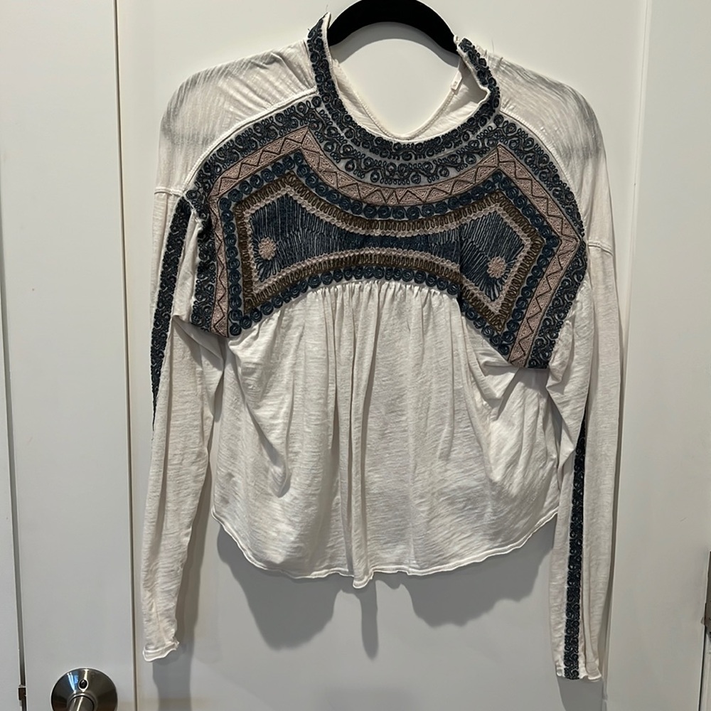 Free People cropped long sleeve with buttoned neck